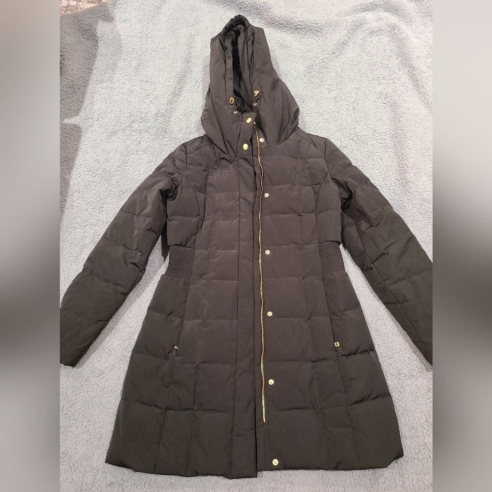 Cole Haan black puffed hooded down coat, size Small